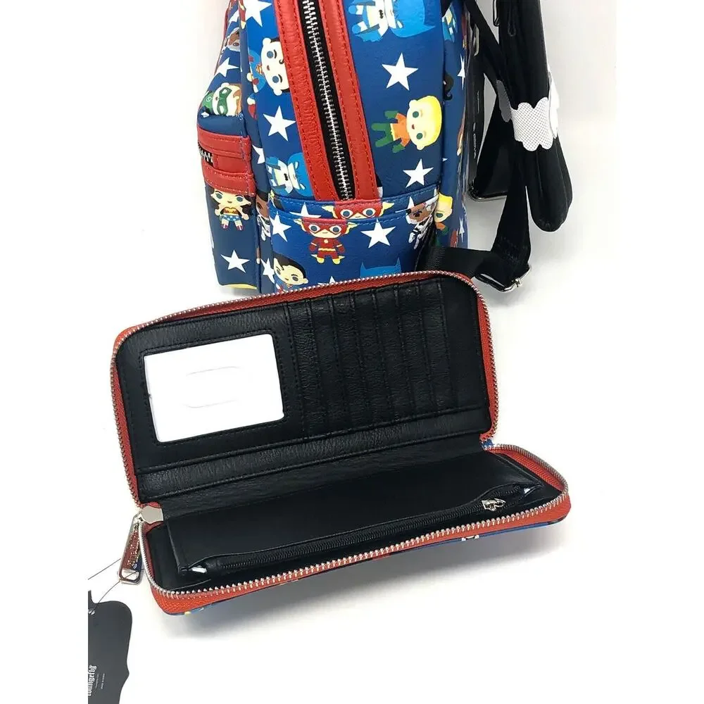 Loungefly Justice League Chibi Mini Backpack Wallet Matching Set DC COMICS NWT